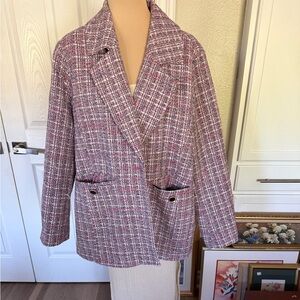 Chic Pink Tweed Women's Blazer